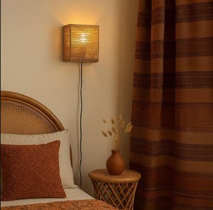 Woven Wall <b>Sconce</b> <b>Light</b> | Cube Rattan Iron Wall Lamp | Modern Contemporary LED E27 Hotel Decorative Wall Lighting Fixture - Product Image 4