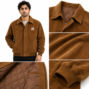 Blouson Bomber Vintage en Faux Daim pour Homme, Veste Décontractée Zippée, Vente en Gros, Matelassée, Chaude, Coupe-Vent, Manteau d'Hiver OEM - Product Image 5