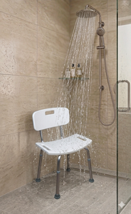 Aluminum Alloy Modern Shower Chair <b>Height</b> <b>Adjustable</b> Shower Seat Elderly Disabled Bath <b>Stool</b> non Skid feet DIY No Tools required - Product Image 3