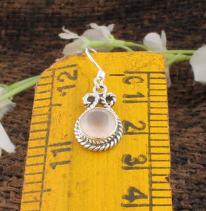 Boucles d'oreilles pendantes en argent sterling 925 avec pierre précieuse rose en quartz rose naturel, luxe pour mariage - Product Image 4