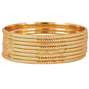 24K Gold Plated Alloy Bangles Set Women's Classic Wedding Jewelry <b>Crystal</b> Flower Design Stackable <b>Bracelets</b> - Product Image 3