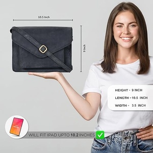 Sac bandoulière unisexe en cuir véritable marron avec fermeture à boucle, sangle réglable, durable, léger, style décontracté - Product Image 6