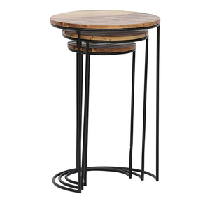 2025 Good Design Modern Luxury <b>Living</b> <b>Room</b> Furniture Best Quality Powder Coated Metal Base Wood Top <b>Nesting</b> <b>Table</b> Hot Selling - Product Image 4