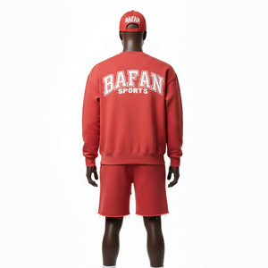 Men Premium Cotton <b>Fleece</b> <b>Sweatshirt</b> And Short Set Heavyweight Screen Print Logo <b>Sweatshirt</b> and Shorts Set Tracksuits for Men - Product Image 2