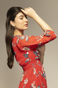 Vestido Maxi Casual para Mujer, Estampado Floral Rojo, Corte Holgado, para Uso Diario, Verano, Alta Demanda, Precio de Exportación - Product Image 6