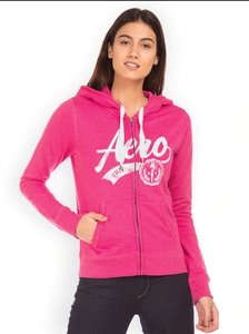 Sweat-shirt à capuche rose pour femme, en coton mélangé, tricoté, coupe classique, style automne - Product Image 1