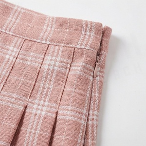 Mini-jupe plissée à taille haute à carreaux pour femme, style preppy, en coton et polyester tissé, confortable, toutes saisons - Product Image 5