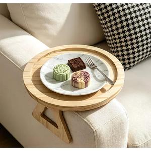 Bandeja de bambú para sofá, bandejas de madera para té y aperitivos, diseño minimalista ecológico, bandejas móviles y ajustables para uso en sofá - Product Image 1