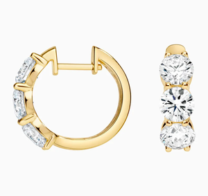 Boucles d'oreilles créoles, boucles d'oreilles en diamant, boucles d'oreilles en or et en argent, boucles d'oreilles en diamants de laboratoire, créoles, bijoux fins pour femmes - Product Image 3