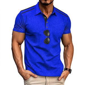 Polo à manches courtes pour homme, couleur unie, en coton tricoté, respirant, style décontracté, coupe classique, boutons - Product Image 3