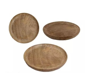 Vintage Round Wooden Flat Plate Solid Color Minimalist Design Dishes & Plates Home Dinnerware Serving Platter - Product Image 3