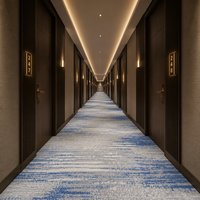Moquette florale imprimée sur mesure en PP et nylon, moquette mur à mur de 4 m de large à poils coupés pour couloir d'hôtel, ignifuge