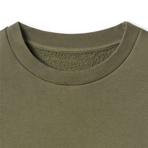 Sudadera Unisex Extra Grande con Cuello Redondo, Color Verde Oliva Sólido, Tejida, Informal, para Otoño - Product Image 4