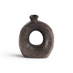 Modern Minimalist <b>Ceramic</b> Donut <b>Vase</b> Hollow Circle Textured Clay Pottery Doughnut <b>Vases</b> for Tabletop Home Decoration - Product Image 1