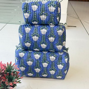 Sac de toilette vintage matelassé en coton imprimé fait main pour femme – Grande capacité – Vente chaude - Product Image 3
