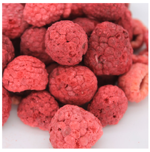 Rodajas y cubos de frambuesa deshidratada FD, envasados al vacío, sabor ácido, a granel, para batidos - Product Image 1