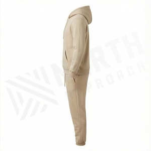 Ensemble de survêtement à capuche pour homme, couleur unie, manches longues, sweat-shirt et pantalon décontractés, en coton respirant, vêtements d'automne - Product Image 3