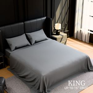 Set di Biancheria da Letto King Size 4 Pezzi in Microfibra Spazzolata Resistente al Restringimento e allo Sbiadimento Facile da Pulire (Grigio) con Piumino - Product Image 4