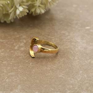 Celestial Rose <b>Quartz</b> Crescent Moon <b>Ring</b> – 18K Gold Plated Brass Adjustable Boho Mystic Jewelry - Product Image 4