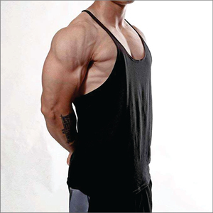 Débardeur stringer 100 % coton pour homme, personnalisé, pour la musculation, avec logo frontal, en tissu tricoté, imprimé par décharge, beige - Product Image 5