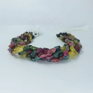 Cuentas de Turmalina Multicolor Talladas a Mano en Forma de Hoja, Cuentas Lisas de Piedras Preciosas Naturales para la Fabricación de Joyas - Product Image 3