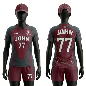 Uniforme de fútbol sala para mujer, tejido de poliéster premium, color granate con paneles blancos en contraste, laterales de malla, logotipo personalizado por sublimación. - Product Image 5