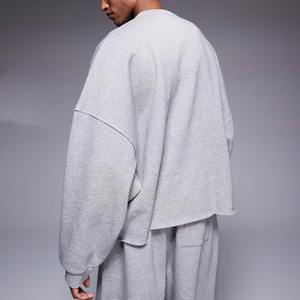 Sweat-shirt épais à épaules tombantes style urbain tendance, avec logo imprimé et brodé, à manches longues, pour homme, idéal pour le sport et l'exercice - Product Image 4