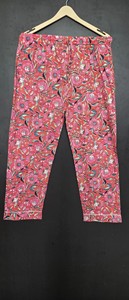 Pyjama d'été exquis pour femme, imprimé floral floqué, en coton écologique, coupe droite, pantalon plissé à taille élastique - Product Image 6