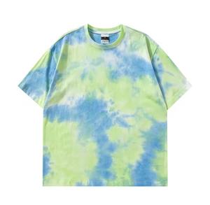 T-shirt décontracté pour homme à manches courtes, col rond, tricoté, tie-dye, coupe classique, respirant, jersey 180g - Product Image 1