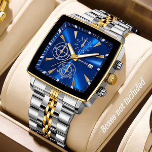 Nouvelle montre à quartz pour homme tendance, carrée, en acier inoxydable, avec chronographe lumineux et affichage du cadran à aiguilles B912 - Product Image 2
