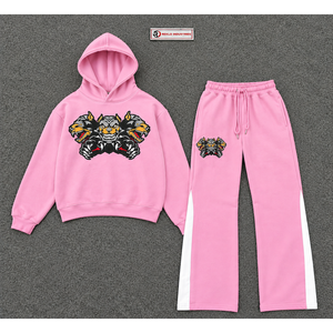 Conjunto Deportivo Personalizado con Sudadera con Capucha y Pantalones Jogger con Estampado Gráfico Rosa para Hombre, Ropa Deportiva Casual al por Mayor - Product Image 5