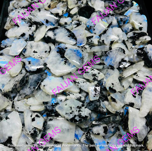 100% Piedras Preciosas Naturales de Piedra Lunar Arcoíris en Rodajas y Trozos Sueltos para Joyería - FAIJAN GEMS Estilo Cabujón Certificadas por Terceros - Product Image 2