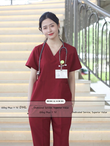 Wholesale Oem logo Custom Light Weight Professional Women's Nurse <b>Doctor</b> Uniform V-neck Medical Scrub Scrubs <b>Set</b> - Product Image 6