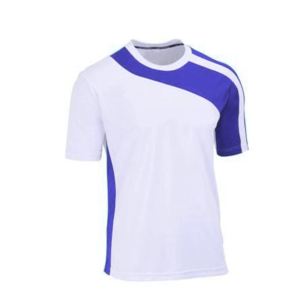 Maillot de football pour homme, blanc et vert, à blocs de couleur, manches courtes, col rond, polyester respirant, coupe classique, toutes saisons - Product Image 3
