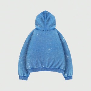 Sudadera con capucha personalizada para hombre, con pedrería, 100% de alta calidad, perfecta para ropa urbana y de moda, color azul, sudaderas con pedrería para hombre - Product Image 2