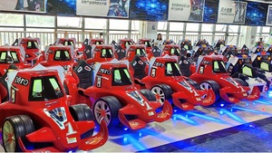 Machine de jeu d'arcade de course automobile F1 3D en fibre de verre, balançoire gauche-droite, pour enfants, intérieur, à pièces, amusement, vibration, anglais, 1 an - Product Image 2