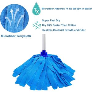 Mop Monopolare con Due Testine in Microfibra Blu Include 1 Manico e 2 Testine di Ricambio - Product Image 4