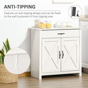 Mobiletto/Credenza da 32 pollici in stile rustico con anta scorrevole, organizer per cucina, soggiorno, ingresso, con cassetti, in legno, per sala da pranzo - Product Image 6