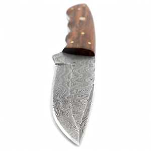 Cuchillo de hoja fija para exteriores de acero de Damasco, hecho a mano y personalizado, con mango de palisandro, diseño Cross-Draw, de Iron Crown Forge, OEM - Product Image 4