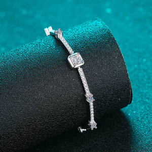 RAMDUT IMPEX Silver Rose Gold Plated Moissanite Tennis Bracelet Princess Cut Cut Channel Setting Geometric Design Trendy Unisex - Product Image 3