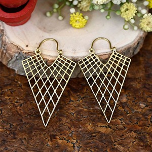 Gold Plated Brass Geometric <b>Earring</b> Pendant Irregular Shape Die Cast Metal Craft Modern Design - Product Image 5