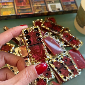 Handmade Red Resin <b>Domino</b> <b>Set</b>, Customizable Party Game Luxury Game <b>Set</b> - Product Image 3