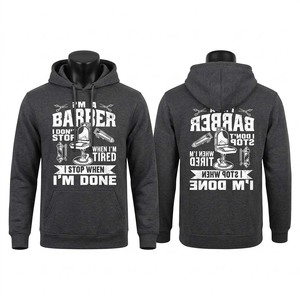 Sudadera con Capucha Premium para Barbería, 240 GSM, Mezcla de Algodón y Felpa, Transpirable, Impermeable, Ecológica, Color Gris Carbón, Personalizable con Serigrafía - Product Image 1