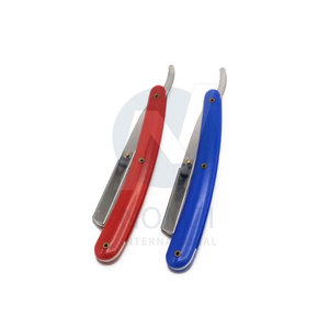 Wholesale Professional Stainless Steel Reusable <b>Barber</b> Salon Blue Face Razor <b>Blade</b> Single <b>Blade</b> Plastic Handle - Product Image 3