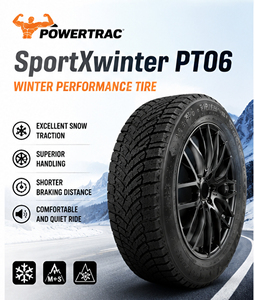 Neumático Radial <span class=keywords><strong>para</strong></span> <span class=keywords><strong>Nieve</strong></span> POWERTRAC SportXwinter PT06 - 195/55R16 195/65R15 205/55R17 245/70R16 |   Compatible <span class=keywords><strong>con</strong></span> <span class=keywords><strong>llantas</strong></span> de 15-17 pulgadas |   Nuevo - Product Image 1