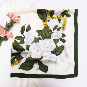 High Quality 100% Silk Women <b>Square</b> <b>Scarf</b> Wholesale Custom Design Floral Pattern Elegant Style Lightweight Durable Reasonable - Product Image 4