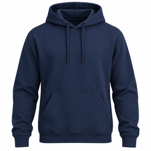 Sweat-shirt à capuche pour homme bleu marine personnalisé, coupe classique, manches longues, poche kangourou, streetwear décontracté - Product Image 2
