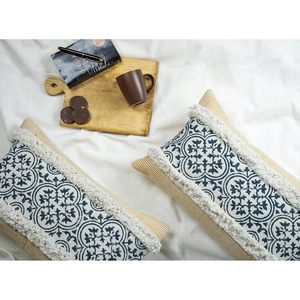 Artisan Crafted Decorative <b>Cushion</b> <b>Cover</b> with Intricate Medallion Motif and Fringed Finish - Product Image 3