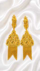 Women's 24K Gold Plated Diamond Tassel <b>Earrings</b> Hip Hop Fashion Jewelry Set for Wedding & Party Occasions Brass Material - Product Image 4