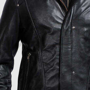 Veste de motard à capuche en cuir véritable noir de qualité supérieure pour hommes, coupe ajustée, capuche amovible, manteau décontracté pour la conduite de moto, streetwear - Product Image 2